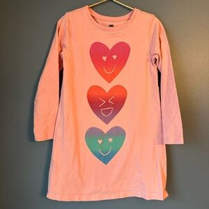 Tea collection Pink Long‎ Sleeve Dress with Heart Emojis